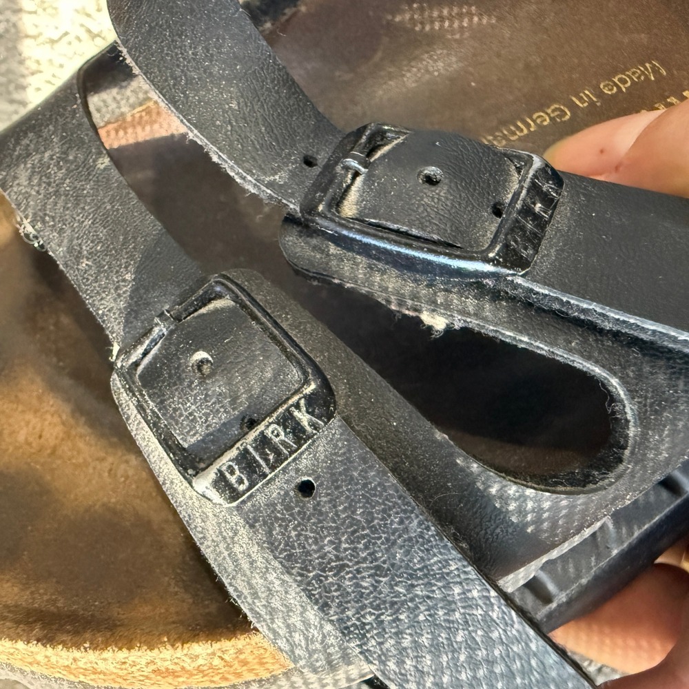 Birkenstock Ibiza Black Leather Double Strap‎ Cork Footbed Sandals 38 Comfy - Picture 10 of 10